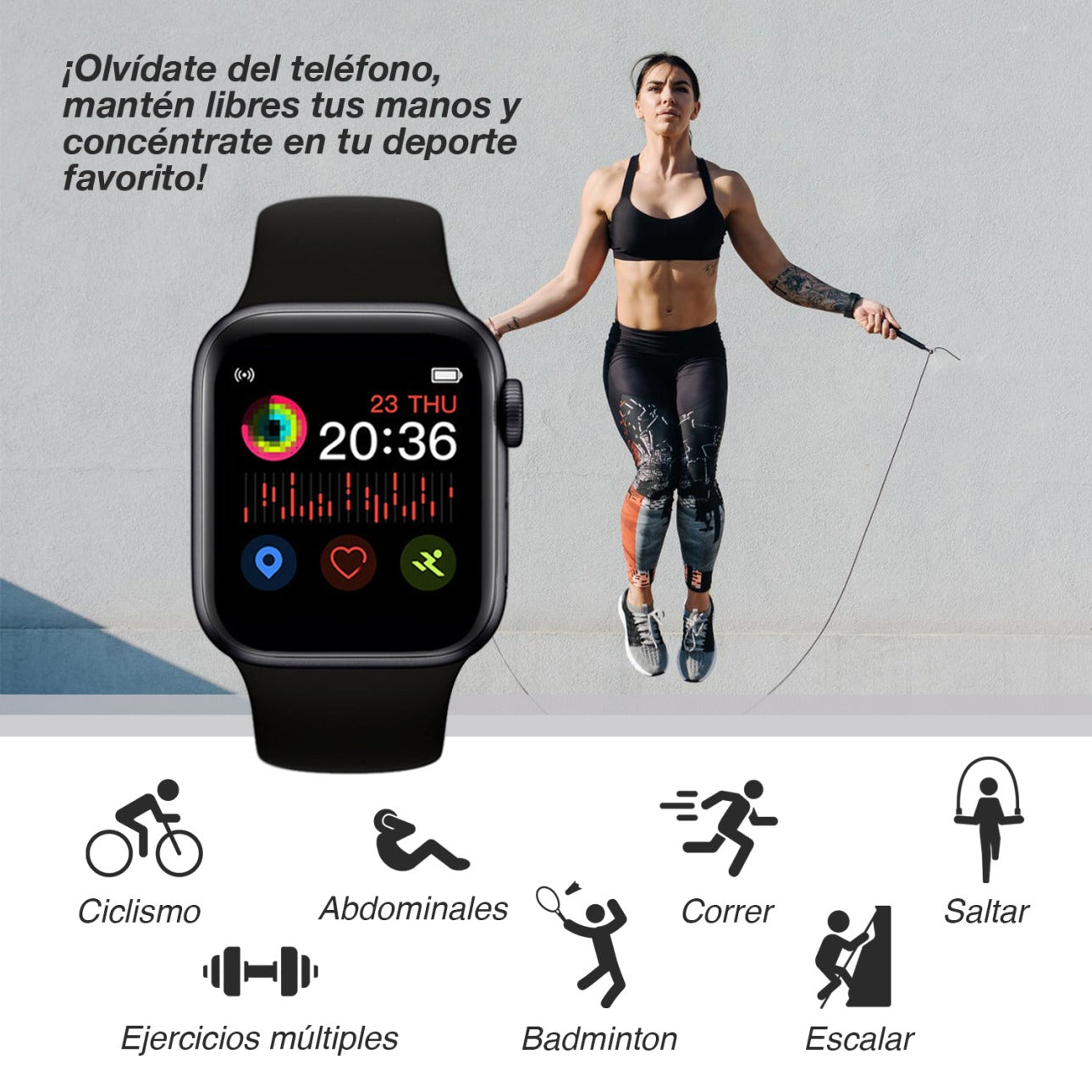 Smartwatch Reloj T500-Tactil NEGRO