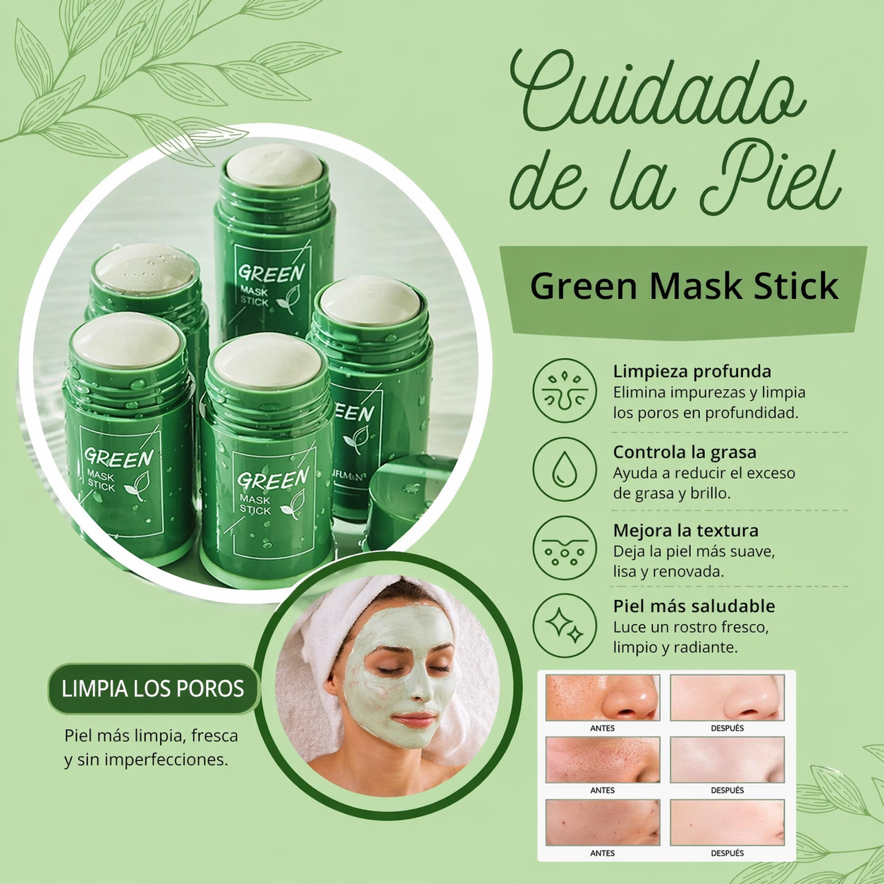 💚 Green Mask Stick – Limpieza profunda y eliminación de puntos negros